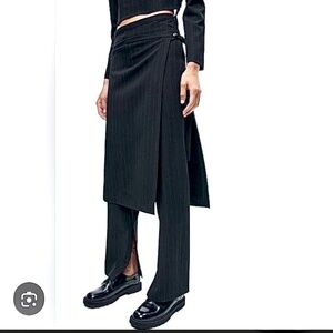 New Zara wrap skirt trousers pinstripe with split hem